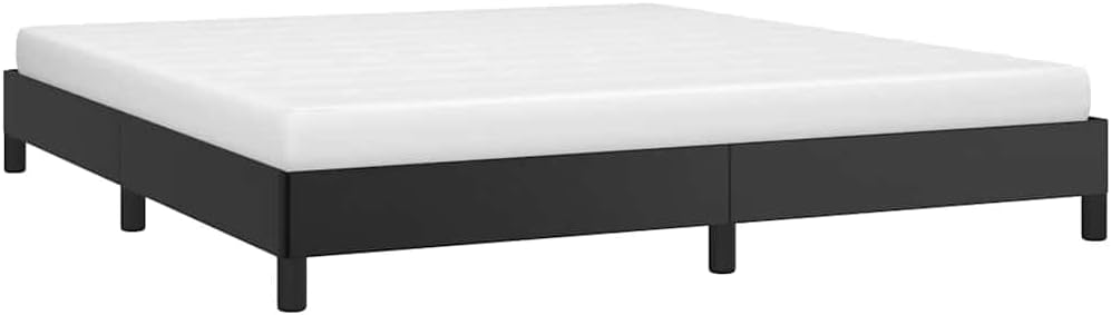 King Size Bed Frame in Black Faux Leather with Sturdy Plywood and Engineered Wood Construction, Modern Platform Design for Adults, Durable and Easy to Clean, No Box Spring