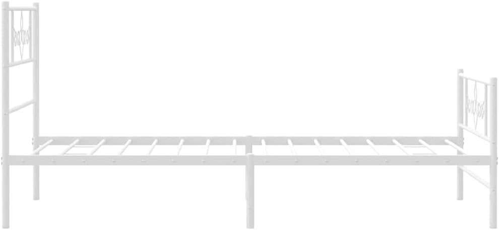 Metal Bed Frame with Footboard White Queen Size Platform Bed Frame 39.4'x78.7' Steel Construction Sturdy Bedframe with Storage Space for Bedroom Furniture