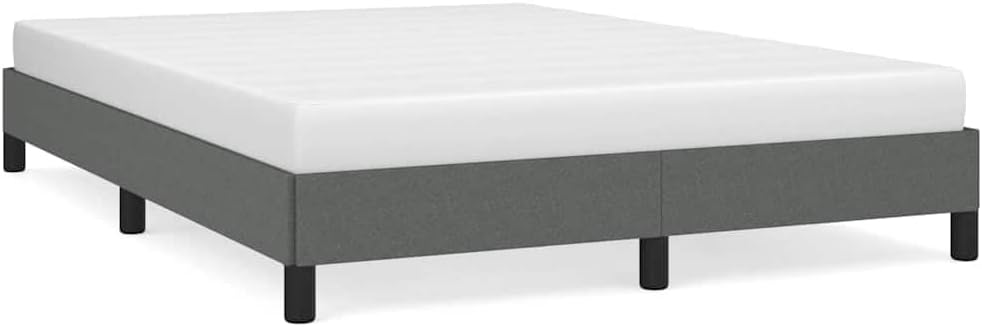 Dark Grey Polyester Plywood Engineered Wood Full Size Bed Frame with Modern Aesthetic and Sturdy Construction, 55.1 x 76.0 Inches, Upholstered Fabric Platform for Double
