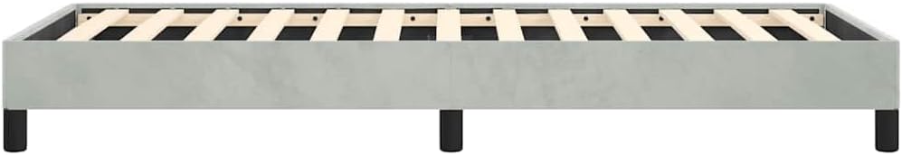 Light Gray Velvet Twin Bed Frame with Plywood and Engineered Wood, Breathable Fabric and Sturdy Build for Modern Bedroom, 4-Piece Set