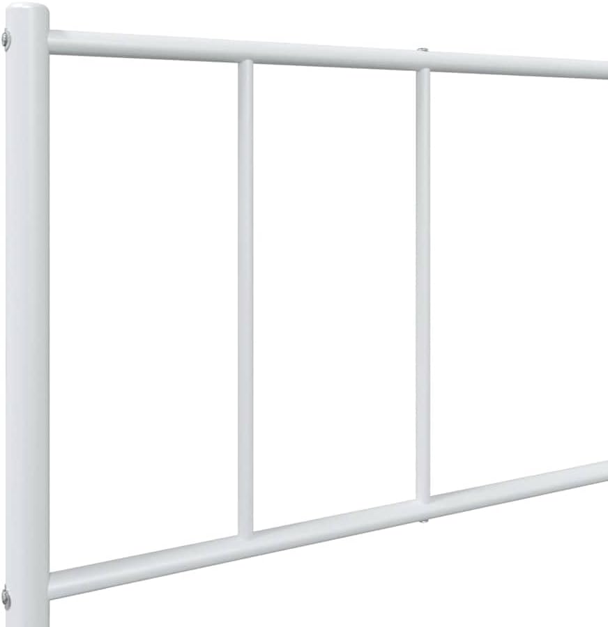Twin Bed Frame Metal with Headboard White Powder-Coated Steel Rectangular Heavy-Duty Under-Bed Storage for Bedroom Modern Design