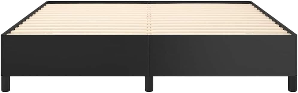 King Size Bed Frame with Faux Leather Finish and Engineered Wood Construction, Sleek Black Minimalist Design for Modern Bedroom, Durable Support up to 1102.3 lb, Easy