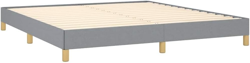 Light Grey King Bed Frame with Breathable Polyester Upholstery and Engineered Wood Construction, Modern Sleek Design with Supportive Slatted Base for Enhanced Mattress