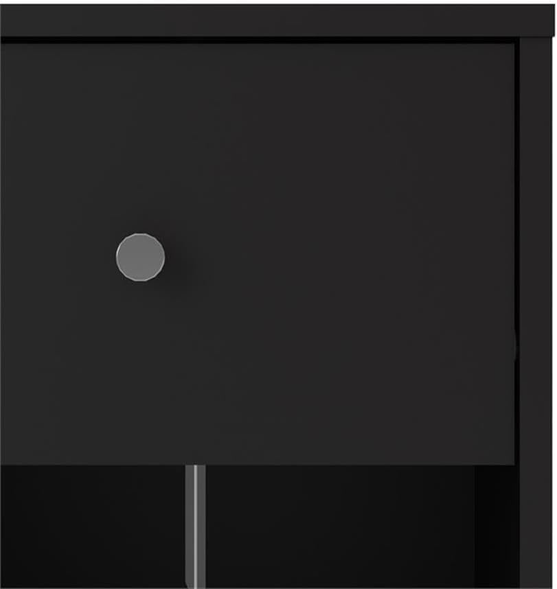 Home Square 3-Pc Scandinavian Design Engineered Wood Bedroom Furniture Set with 3-Drawer Chest & 6-Drawer Double Dresser & 1-Drawer Nightstand, Pewter Plastic Handles, Smooth Plastic Glides, in Black