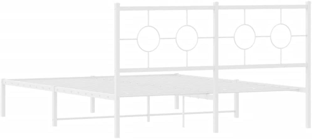 Queen Bed Frame with Headboard, Metal Platform Bed Frame Steel Construction White 59.1'x78.7' Underbed Storage Space for Bedroom Guest Room