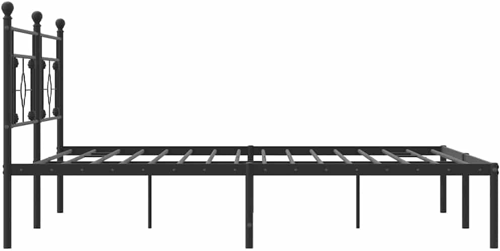 Metal Bed Frame with Headboard Black 76'x79.9' King Platform Steel Bedframe with Underbed Storage Space for Bedroom Furniture