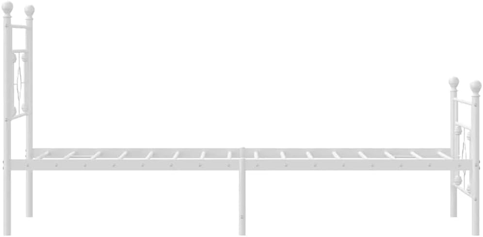 White Powder-Coated Steel Bed Frame 39.4x78.7 in, Metal Bed Frame for Adult with Sturdy Construction and Modern Design, Easy Assembly Included