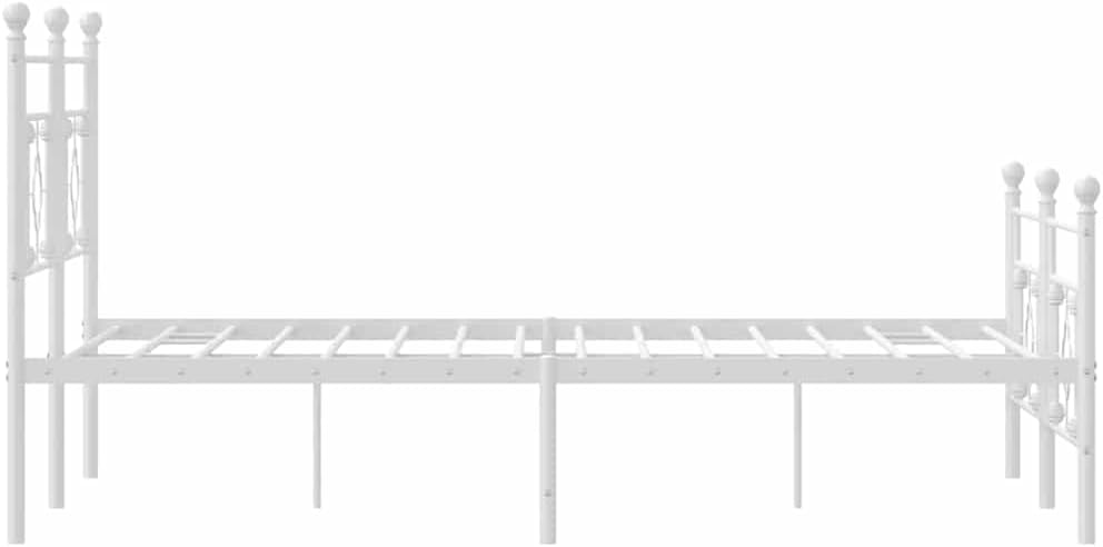 White Powder-Coated Steel King Size Bed Frame with Underbed Storage, Modern Metal Platform Bed Frame for Bedroom Furniture, Contemporary Design and Easy Assembly