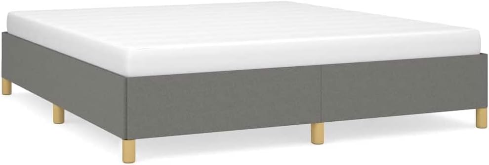 California King Bed Frame Dark Grey Polyester Fabric, Modern Platform Bed Frame with Breathable Material and Robust Durability, Easy Assembly for Spacious Support