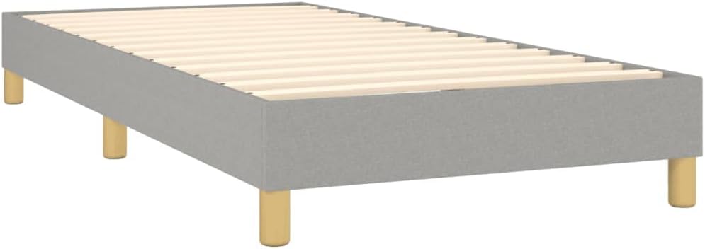 Light Gray Polyester Twin XL Bed Frame with Plywood and Engineered Wood Construction, Sturdy Durable Fabric Breathable Material for Modern Bedroom, Sleek Matte Finish Easy