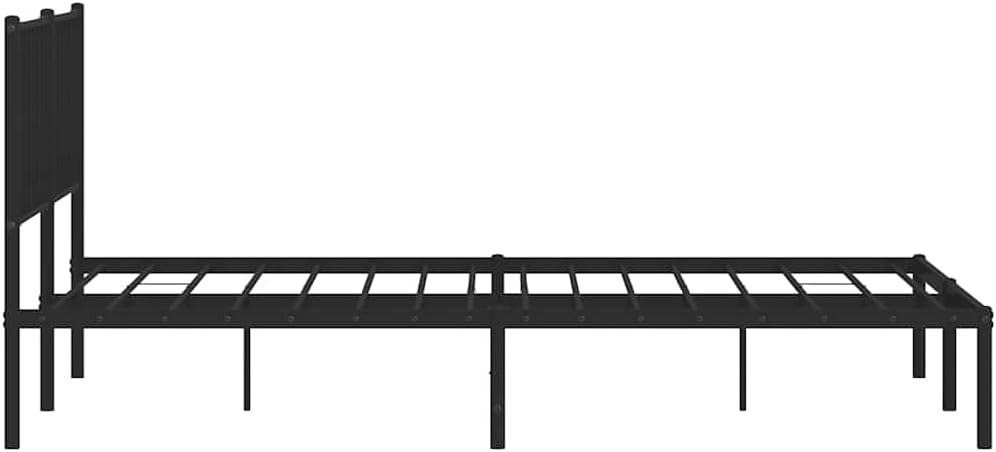 Black Powder-Coated Steel Double Size Bed Frame with Underbed Storage, Modern Design for Sturdy Support and Easy Assembly, Durable Metal Bed Base with Sleek Finish
