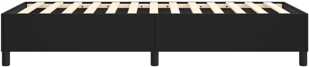 Twin XL Bed Frame Black Faux Leather Upholstered with Stain-Resistant Fabric and Cushioned Headboard, 81.1' Long 38.2' Wide 13.8' Tall, Durable Engineered Wood Construction