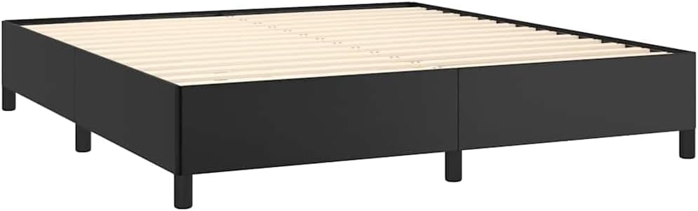 King Size Bed Frame with Faux Leather Finish and Engineered Wood Construction, Sleek Black Minimalist Design for Modern Bedroom, Durable Support up to 1102.3 lb, Easy