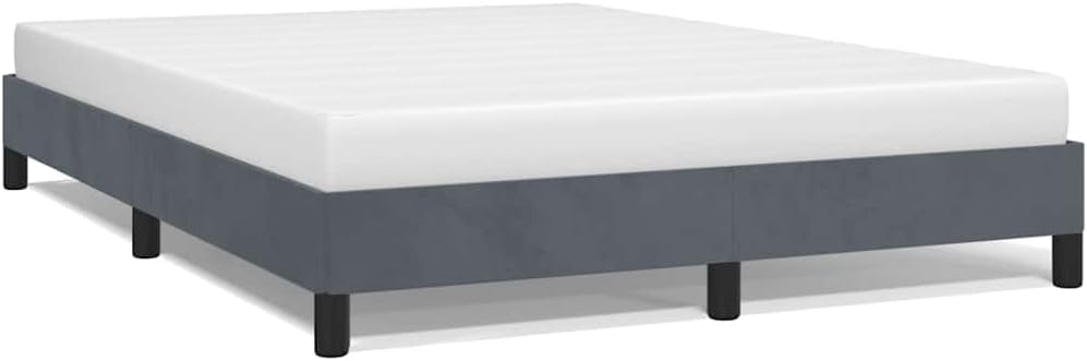 Dark Grey Velvet Full Size Bed Frame with Durable Engineered Wood Support, Modern Upholstered Sleek Design for Bedroom Decor, Soft Plush Comfort and Easy Maintenance Matte