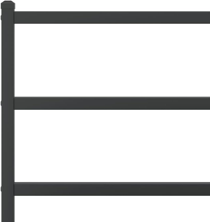 Modern Twin Bed Frame Black Steel Rectangular with Elegant Headboard and Ample Storage Sturdy Powder-Coated Design for Single Sleeper Bedrooms