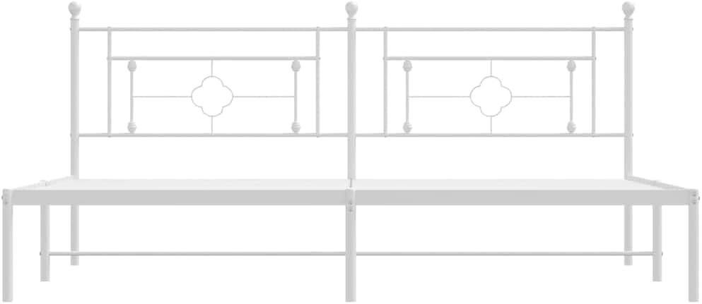 White Powder-Coated Steel Double Bed Frame with Headboard, 78x81.5 Inches, Underbed Storage Space, Modern Design for Adults, Durable Metal Construction, Breathable Material,