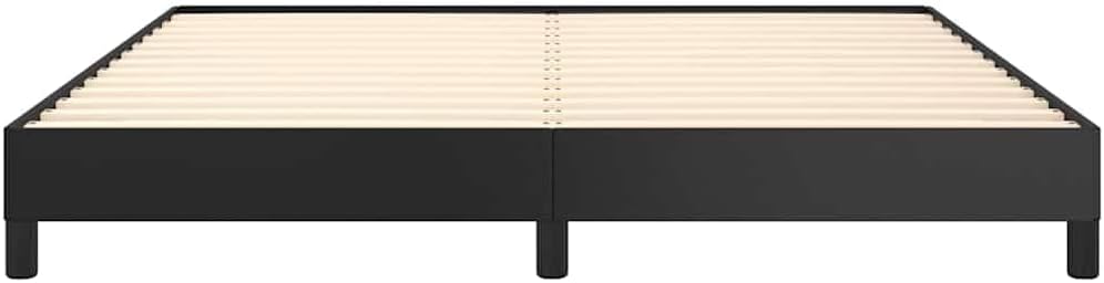 King Size Bed Frame in Black Faux Leather with Sturdy Plywood and Engineered Wood Construction, Modern Platform Design for Adults, Durable and Stable Support, Easy Assembly