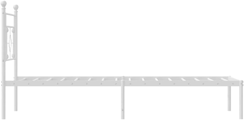 White Powder-Coated Steel Single Bed Frame with Underbed Storage, 1 Piece Bed Frame for Sturdy Support and Modern Bedroom Style