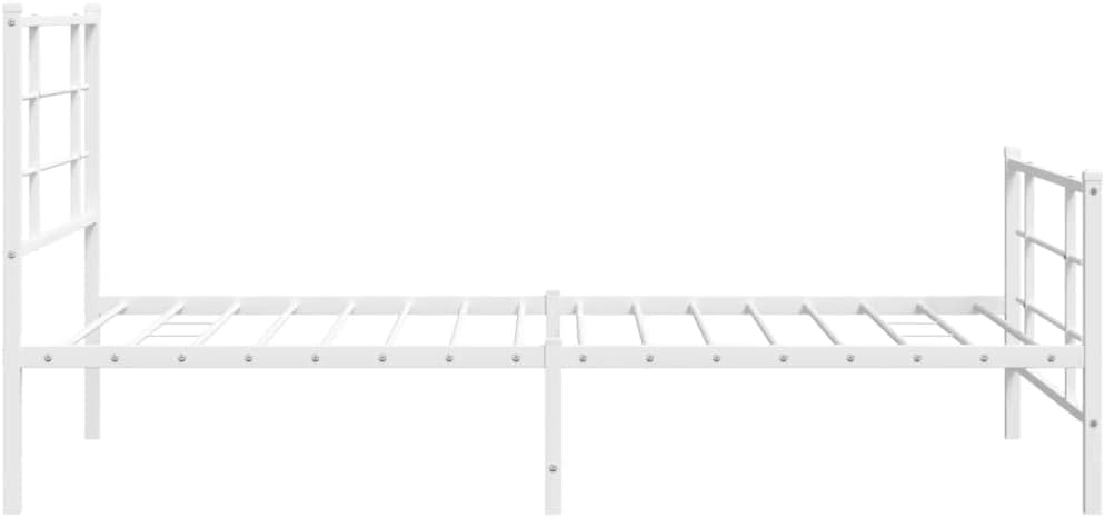 Steel Twin Bed Frame White Rectangular Modern Design with Underbed Storage for Bedroom