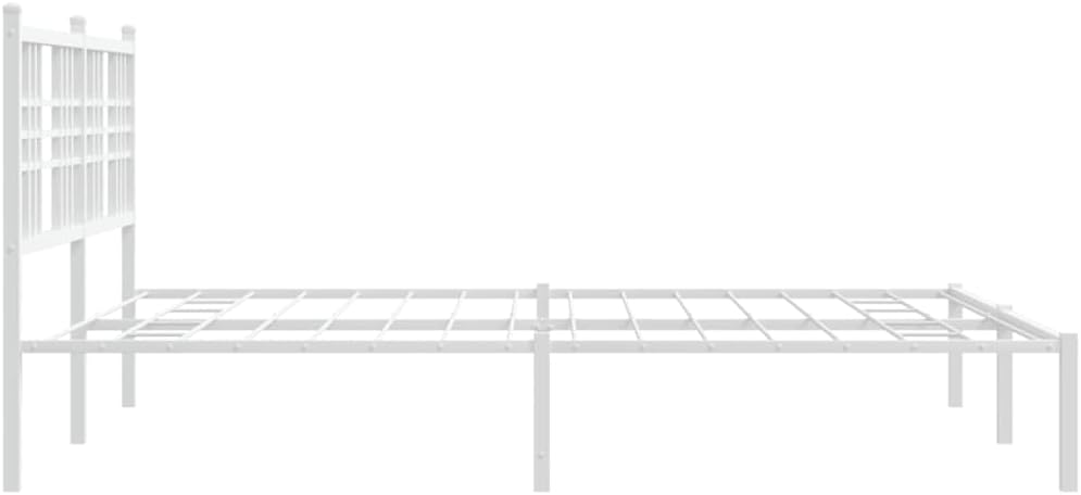 Metal Bed Frame with Headboard White Queen Size Platform Bed Frame Steel Construction 59.1'x78.7' Sturdy Bedframe with Underbed Storage for Bedroom Furniture