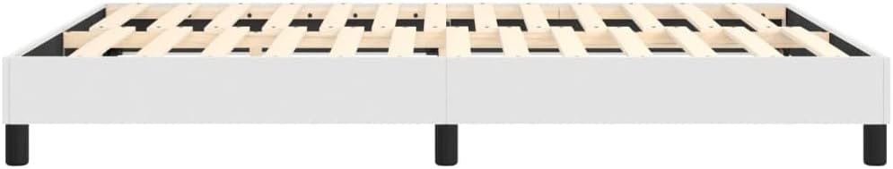 White Faux Leather Full Bed Frame with Plywood Slats, Modern Minimalist Platform Bed for Adults, Durable Engineered Wood Construction, Easy Assembly and Effortless Cleaning,
