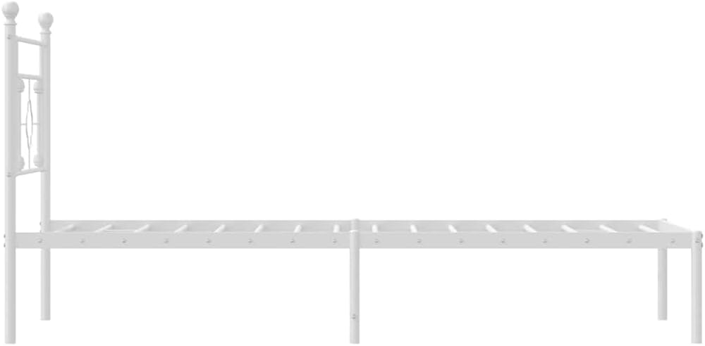 White Metal Bed Frame with Headboard 39.4'x78.7' Twin/Queen Platform Bed Frame Steel Construction Underbed Storage Space Bedroom Furniture