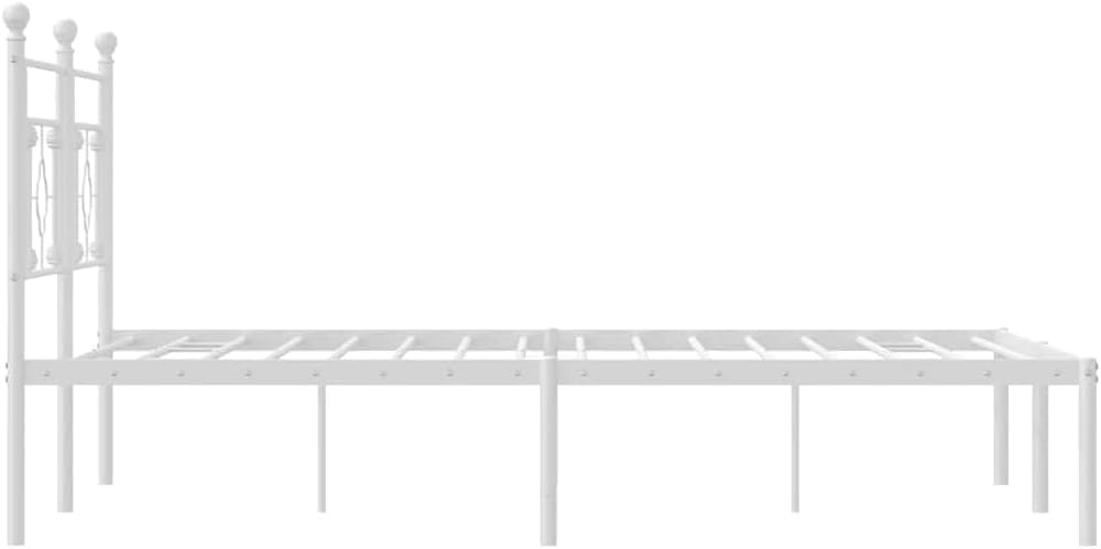 Metal Bed Frame with Headboard White Queen Platform Bed Frame 59.1'x78.7' Steel Construction Underbed Storage Space for Bedroom Guest Room