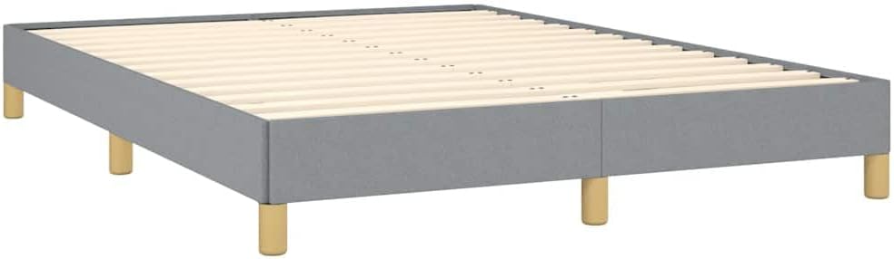 Light Gray Queen Size Bed Frame with Polyester Fabric Upholstery and Engineered Wood Support, Sturdy Construction for Modern Bedroom, Easy Assembly with Ventilated Design