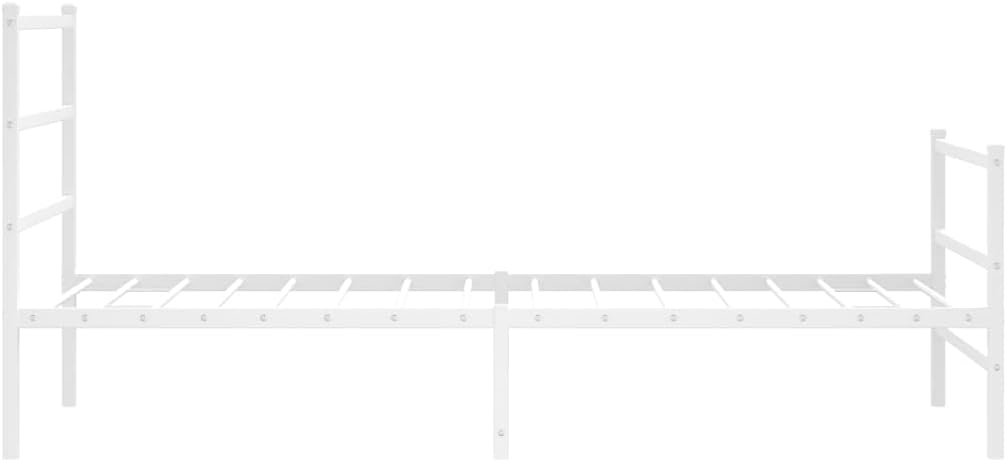 Twin Bed Frame White Steel Rectangular Modern Design with Headboard and Footboard Sturdy Metal Structure for Bedroom