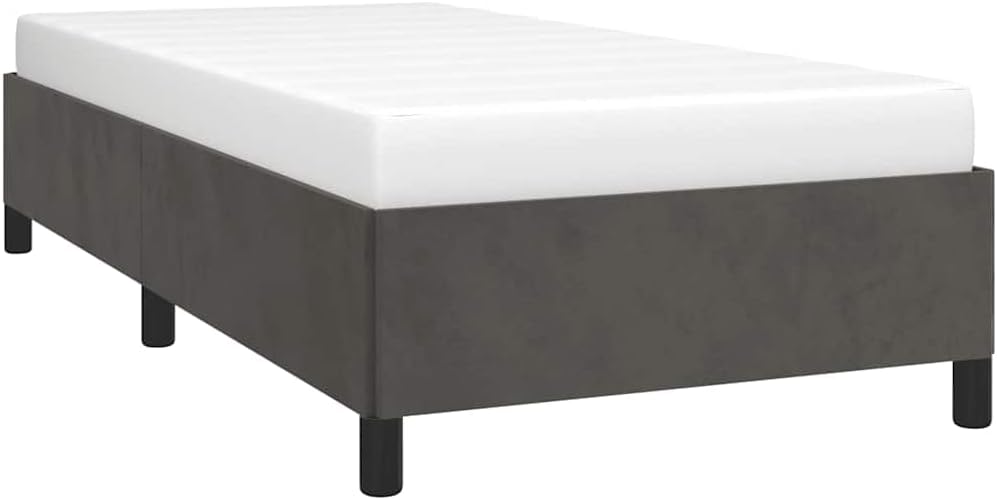 Twin XL Velvet Bed Frame Dark Grey with Plywood and Engineered Wood Construction, Modern Upholstered Platform Bed for Bedroom, Space Efficient Design with Adjustable Options