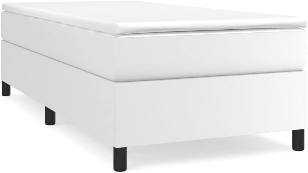 White Faux Leather Twin XL Bed Frame with Plywood Slats for Modern Bedroom, Durable and Space Efficient Design, Easy to Clean and Comfort Enhanced