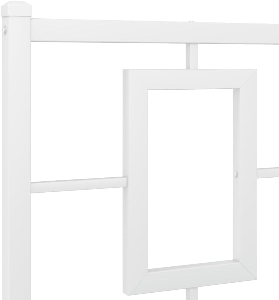 Metal Bed Frame with Headboard White Queen Platform Bed Frame 76'x79.9' Steel Construction Underbed Storage Space Sturdy Bedframe for Bedroom Furniture