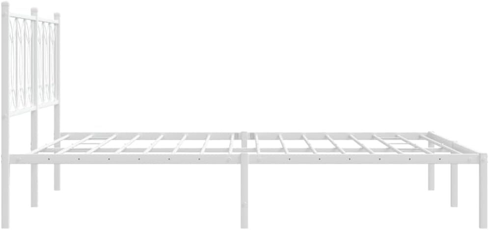 Metal Bed Frame with Headboard White Queen Size 59.1'x78.7' Sturdy Steel Platform Bed Frame for Bedroom Furniture Durable Support Underbed Storage