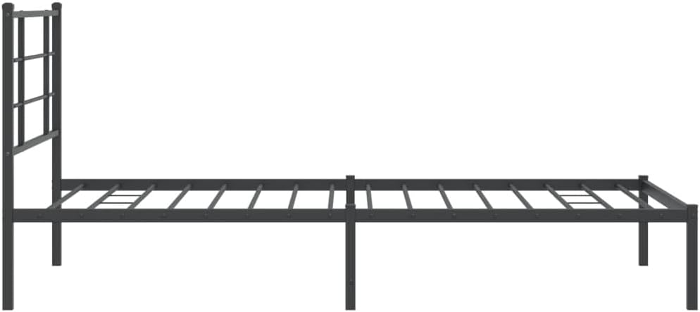 Twin Metal Bed Frame with Headboard Black Powder-Coated Steel Modern Platform Bed Frame Underbed Storage Space-Saving for Bedroom