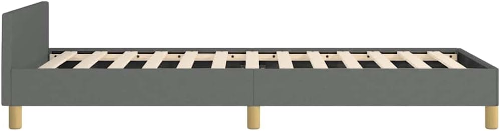 Twin XL Upholstered Bed Frame with Headboard in Dark Grey 100% Polyester Fabric, Engineered Wood Structure for Durable Support and Easy Assembly, Modern Minimalist Design