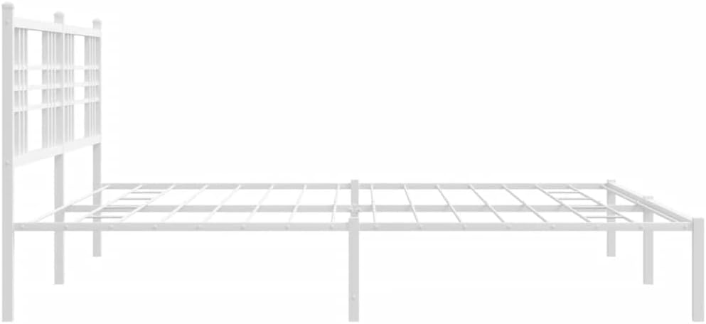 Metal Bed Frame with Headboard King Size White 76'x79.9' Sturdy Steel Platform Bed Frame for Bedroom Furniture, Heavy Duty Support & Underbed Storage Space