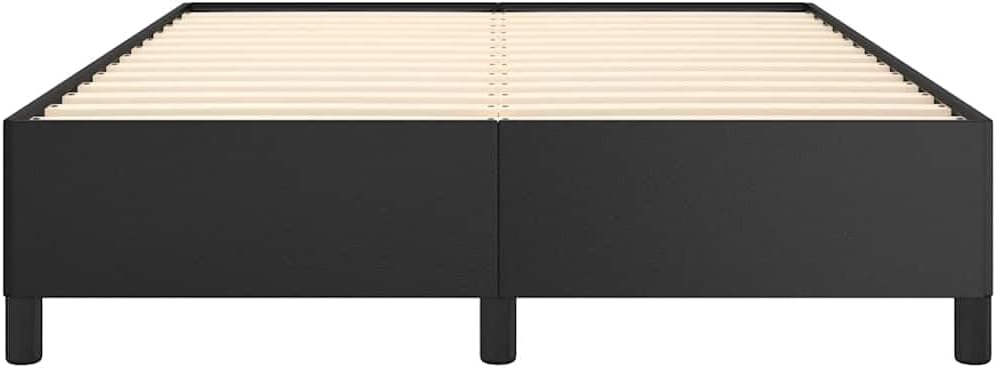 Black Faux Leather Full Bed Frame with Plywood Engineered Wood, Modern Minimalist Design for Master Bedroom, Luxurious Matte Finish and Durable Support Structure