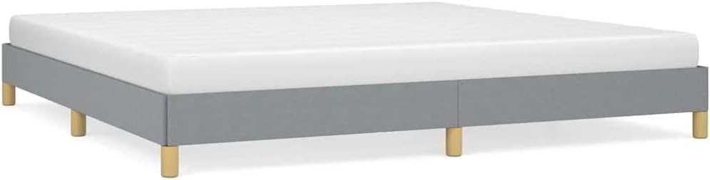 Light Grey King Bed Frame with Breathable Polyester Upholstery and Engineered Wood Construction, Durable Slatted Base for Mattress Support, Modern Design for Bedroom Decor