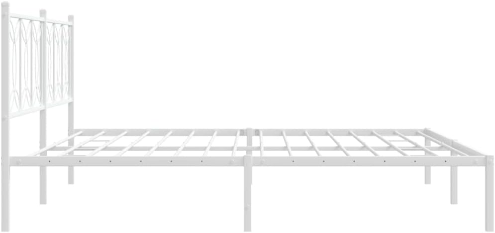 Metal Bed Frame with Headboard White 76'x79.9' Queen Platform Bed Frame Steel Construction Underbed Storage Space Sturdy Bedframe for Bedroom Furniture Assembly Required