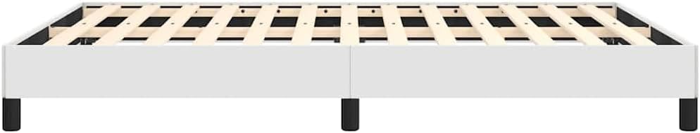 White Faux Leather Full Bed Frame with Plywood and Engineered Wood, Modern Platform Bed with Slatted Base for Mattress Support and Airflow, Easy Assembly Included