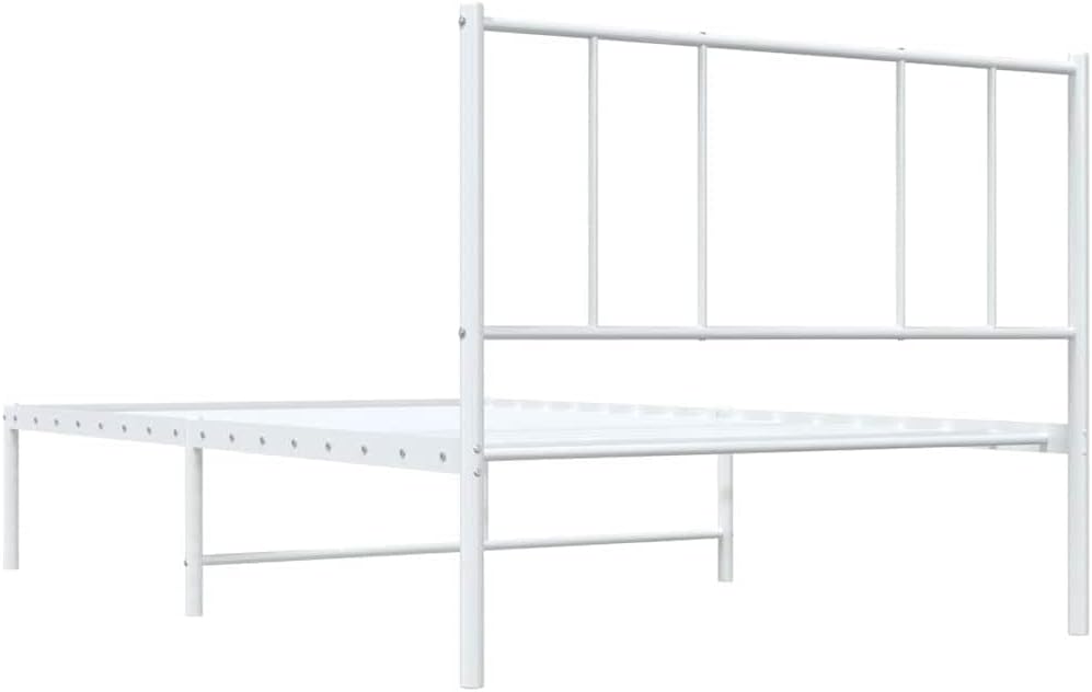 Twin XL Metal Platform Bed Frame with Headboard White 39.4'x78.7' - Sturdy Steel Frame, Noise Free Design, Underbed Storage Space for Bedroom Furniture