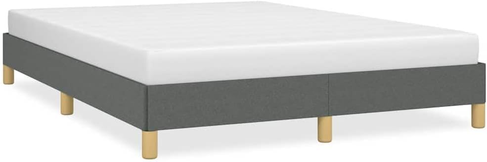 Full Upholstered Bed Frame Dark Gray Polyester Fabric Engineered Wood Modern Platform Bed with Sturdy Plywood Support 4 Pieces Set for Bedroom