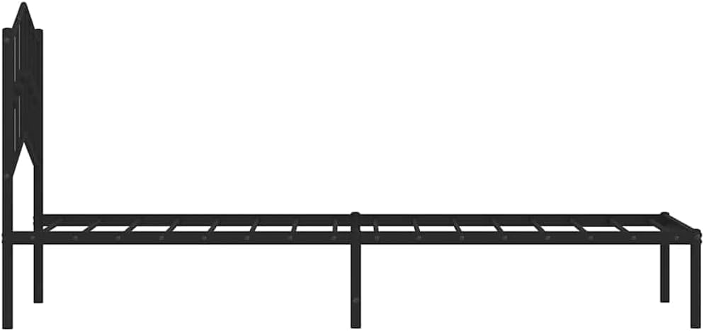 Black Steel Twin Bed Frame Rectangular Modern Design with Strong Metal Slats for Solid Support and Sleek Minimalist Vibe, 39.4 in x 78.7 in Dimensions, Powder-Coated Durable