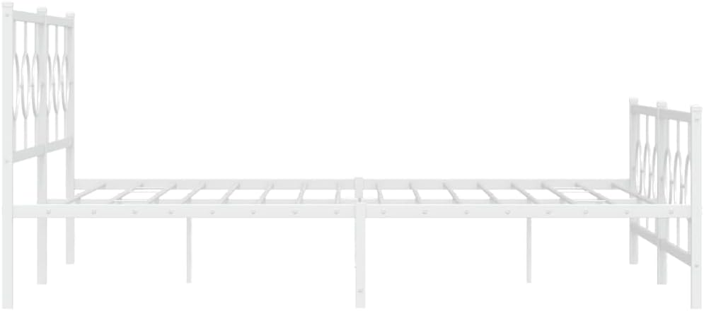 Metal Bed Frame with Footboard White 76'x79.9' King Platform Bed Steel Frame Underbed Storage Space Sturdy Bedframe for Bedroom Furniture