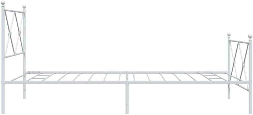 White Steel Bed Frame 39.4 x 78.7 Inches with Underbed Storage, Sturdy Metal Platform Bed for Single Sleeper, Traditional Aesthetic and Breathable Design for Guest Room
