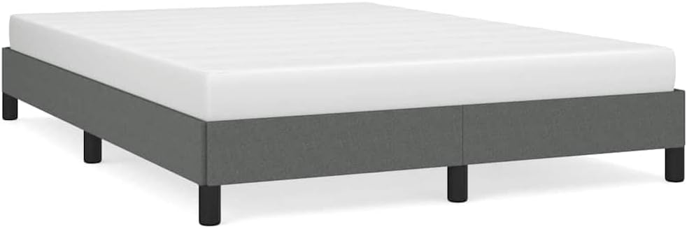 Full Bed Frame with Upholstered Platform Base Dark Gray Fabric Bedframe No Box Spring Needed Sturdy Slatted Support for Bedroom Furniture