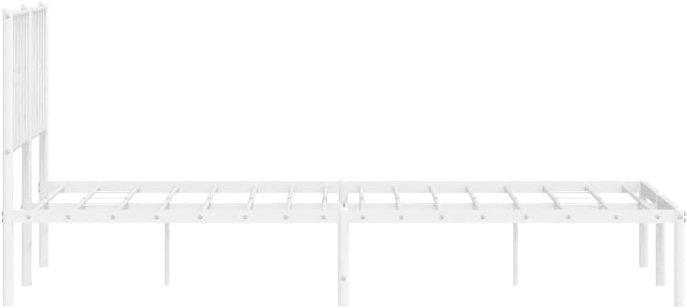 White Steel King Size Bed Frame 59 x 79 in with Headboard, Sturdy Metal Frame for Bedroom, Spacious and Elegant White Finish, Easy Assembly and Durable Support for Master