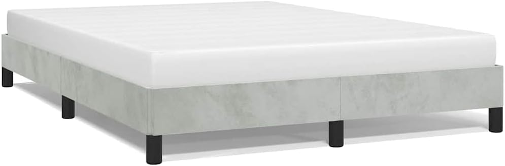 Light Grey Full Velvet Bed Frame with Plush Finish, Spacious 54 x 75 Inch Frame for Modern Bedroom, Minimalist Design, Luxurious Velvet Material, Easy Maintenance,