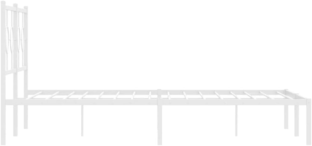 Queen Bed Frame with Headboard, Metal Platform Bed Frame Steel Construction White 59.1'x78.7' Underbed Storage Space for Bedroom Guest Room