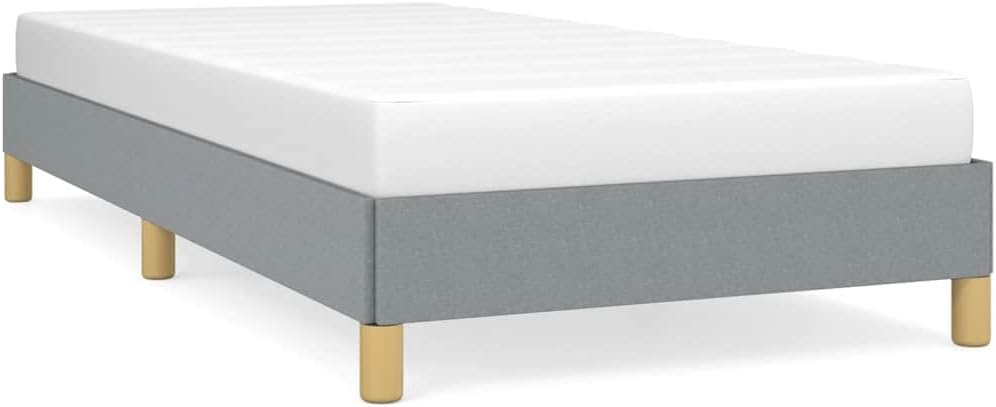 Light Grey Twin Fabric Bed Frame with Modern Design, Breathable Polyester Upholstery and Sturdy Support, Easy Assembly, Solid Engineered Wood Construction for Bedroom